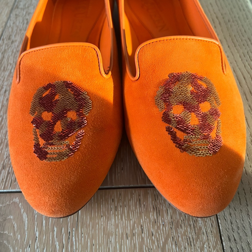 Alexander McQueen Orange Embroidered Flats, Sz.39 - Picture 7 of 12